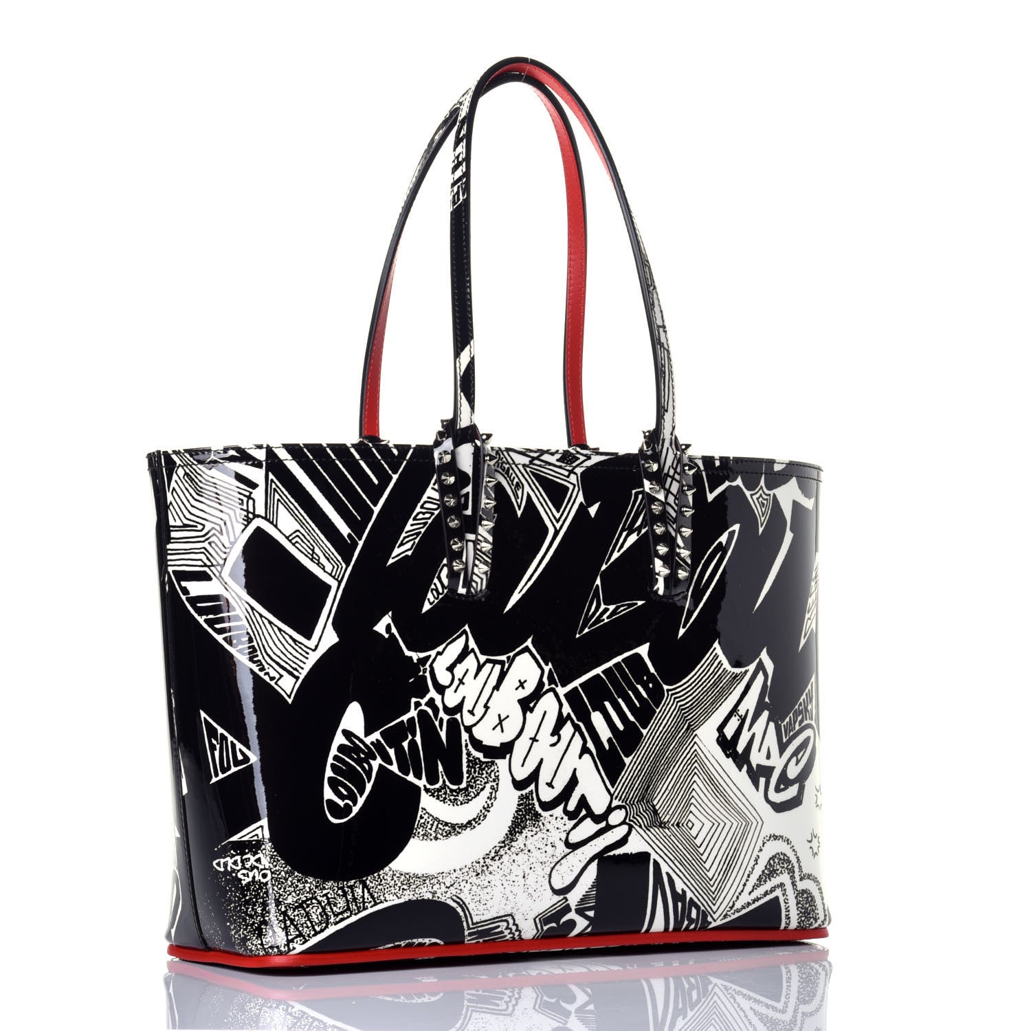 Christian Louboutin Patent Metro Graf Spikes East West Cabata Tote Black 3 of 9