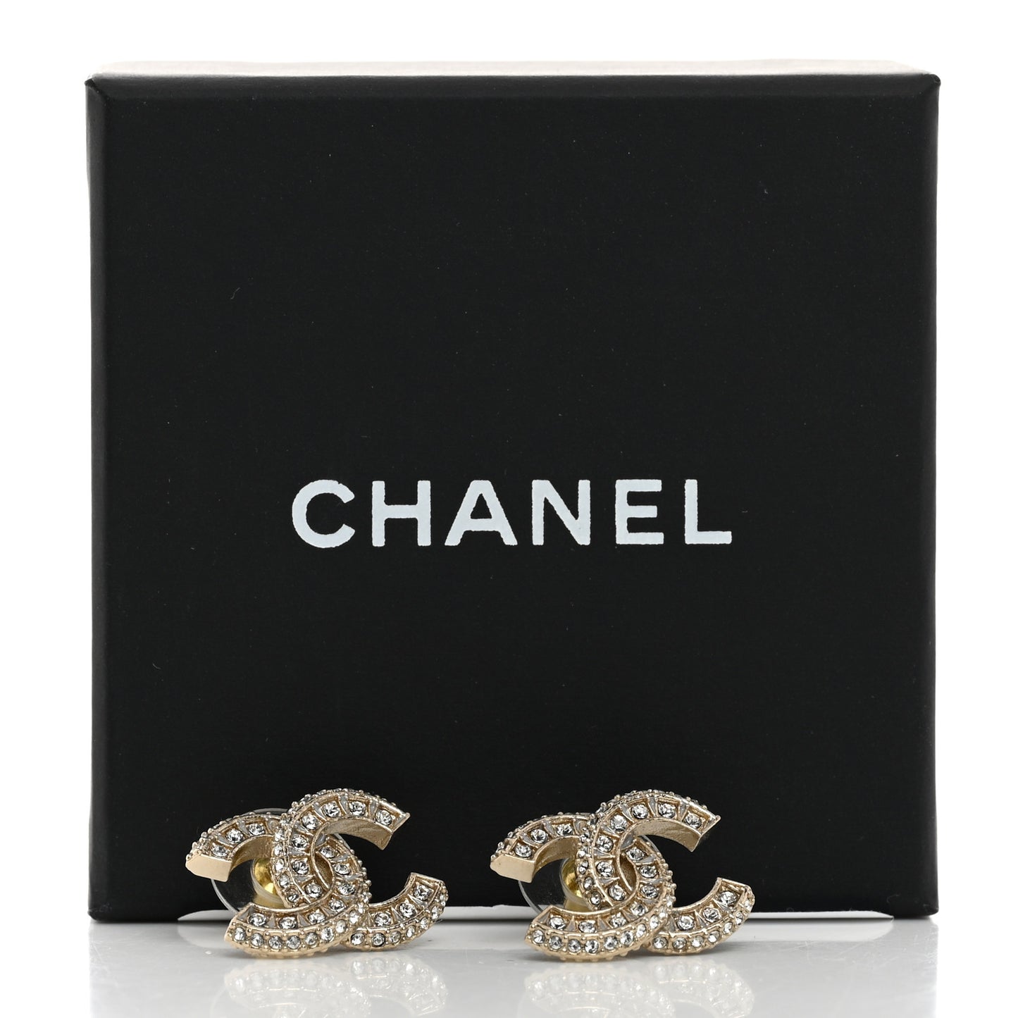 Crystal Timeless CC Earrings Light Gold