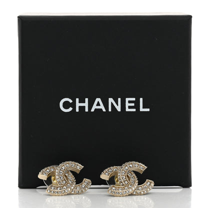 Chanel Crystal Timeless CC Earrings Light Gold 5 of 5