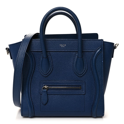 Celine Drummed Calfskin Nano Luggage Indigo 1 of 12