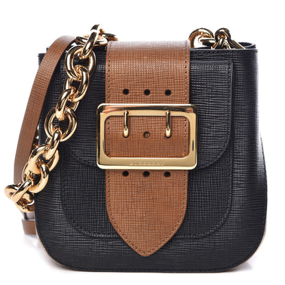 Burberry Derby Calfskin Small Square Buckle Belt Bag Black Tan 1 of 11