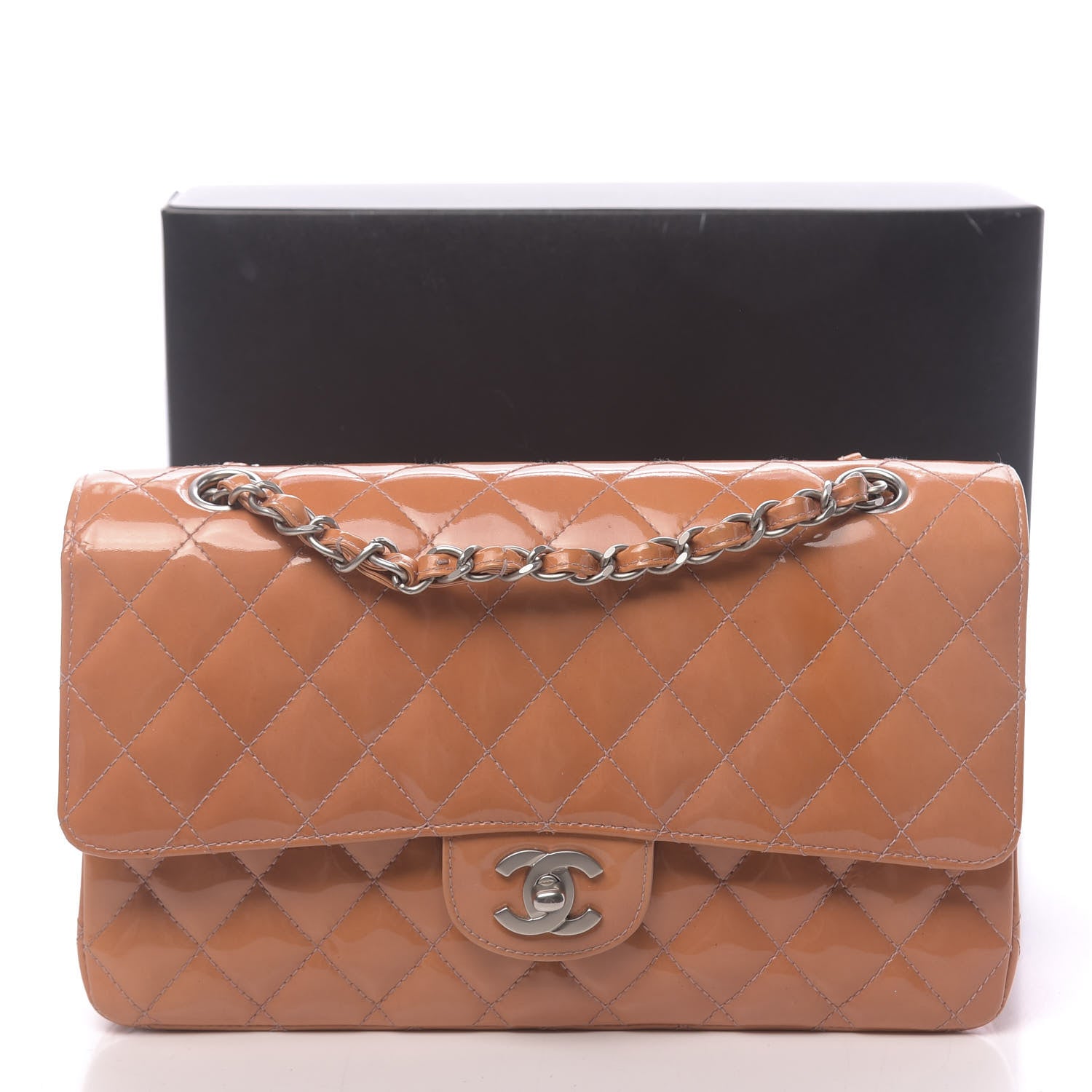 Chanel Patent Quilted Medium Double Flap Orange 16 of 16