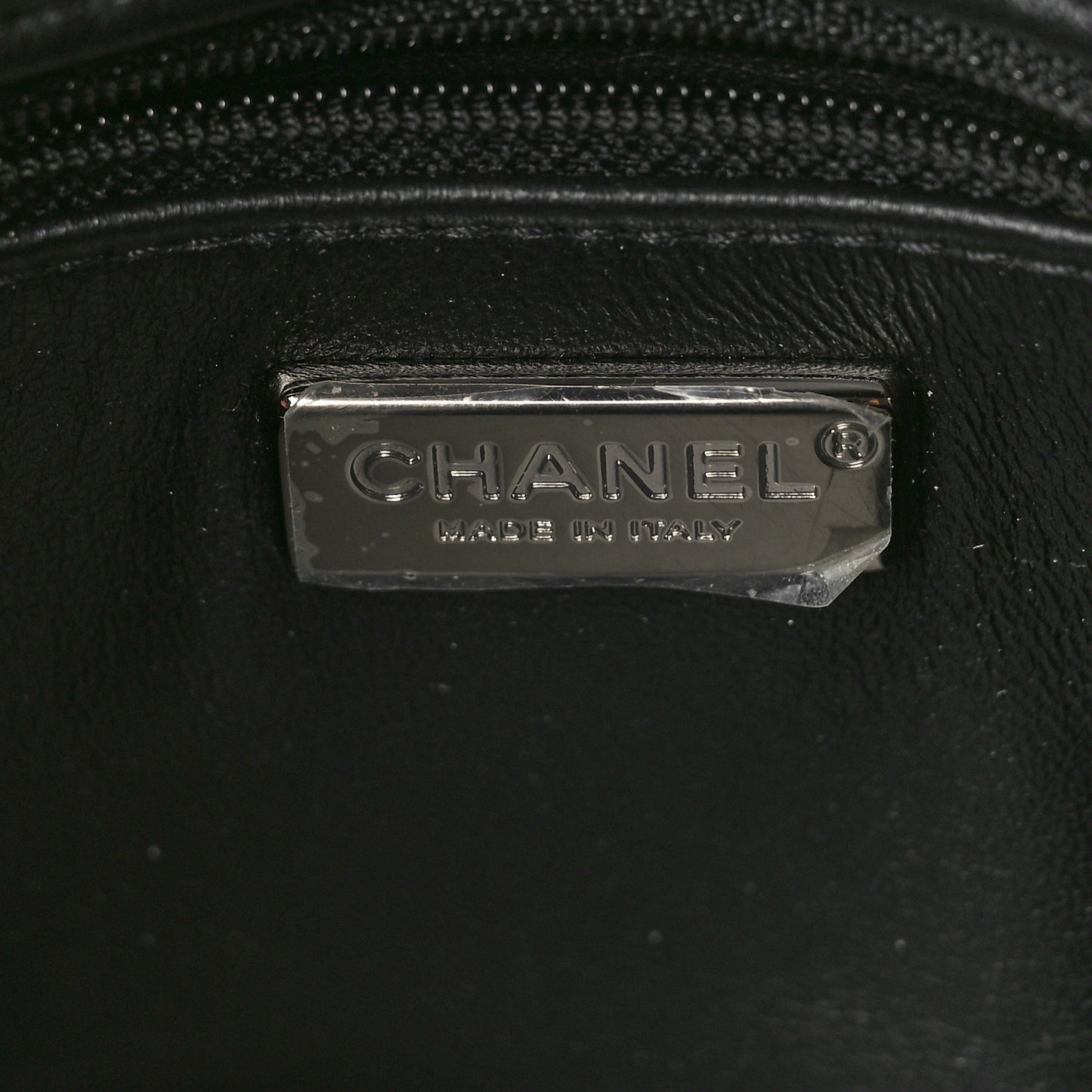Sequin Lambskin Small Flap Black Silver