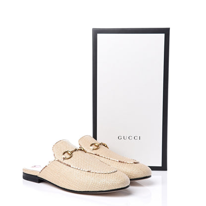 Gucci Straw Elaphe Womens Princetown Slippers 37.5 Natural 10 of 10