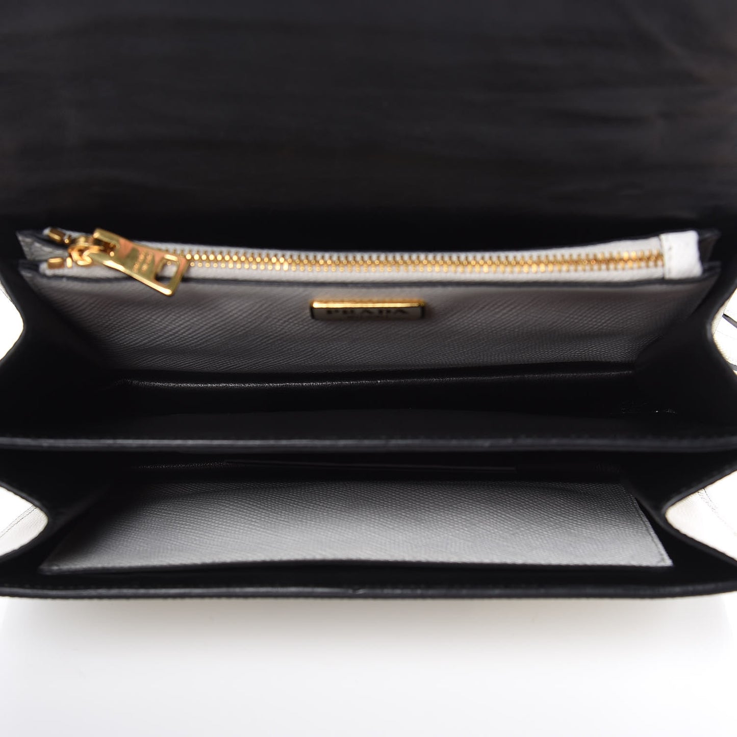 Saffiano Cuir Bi-color Crossbody Wallet Bianco Caramel