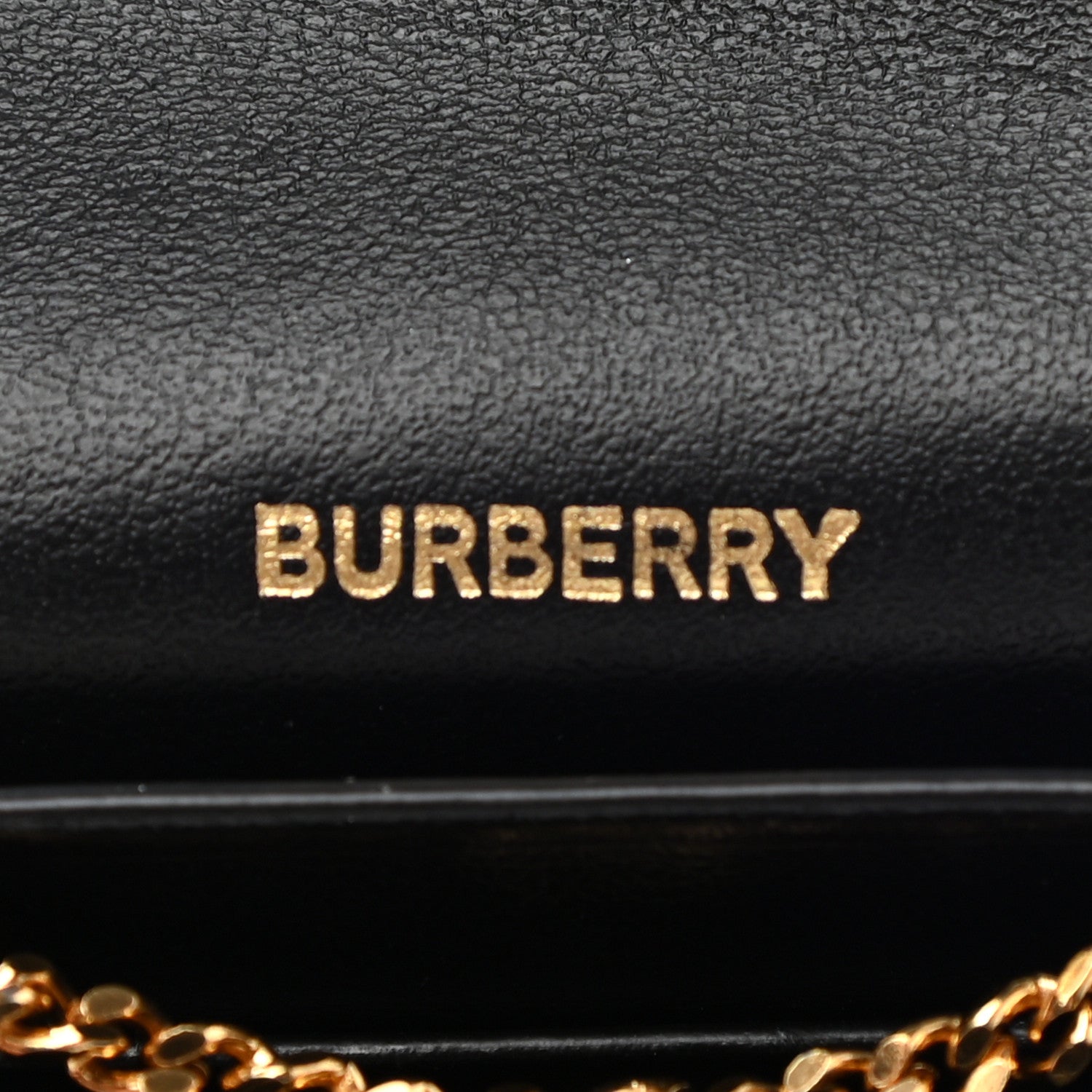 Burberry Grainy Calfskin Vintage Check Jade Card Case On Chain Black 7 of 9