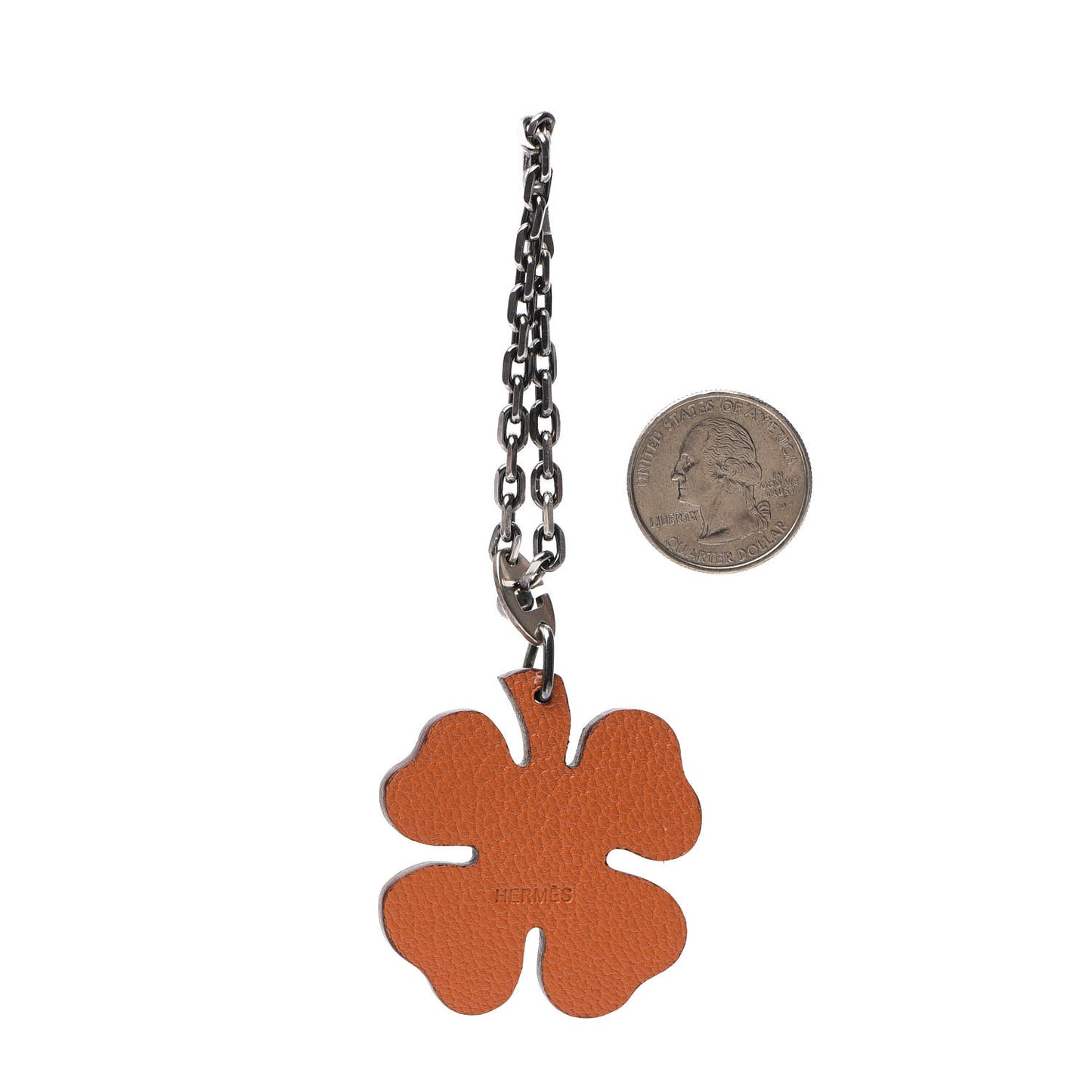 Chevre Mysore Lucky Clover Key Chain Bag Charm Vert Anis Orange