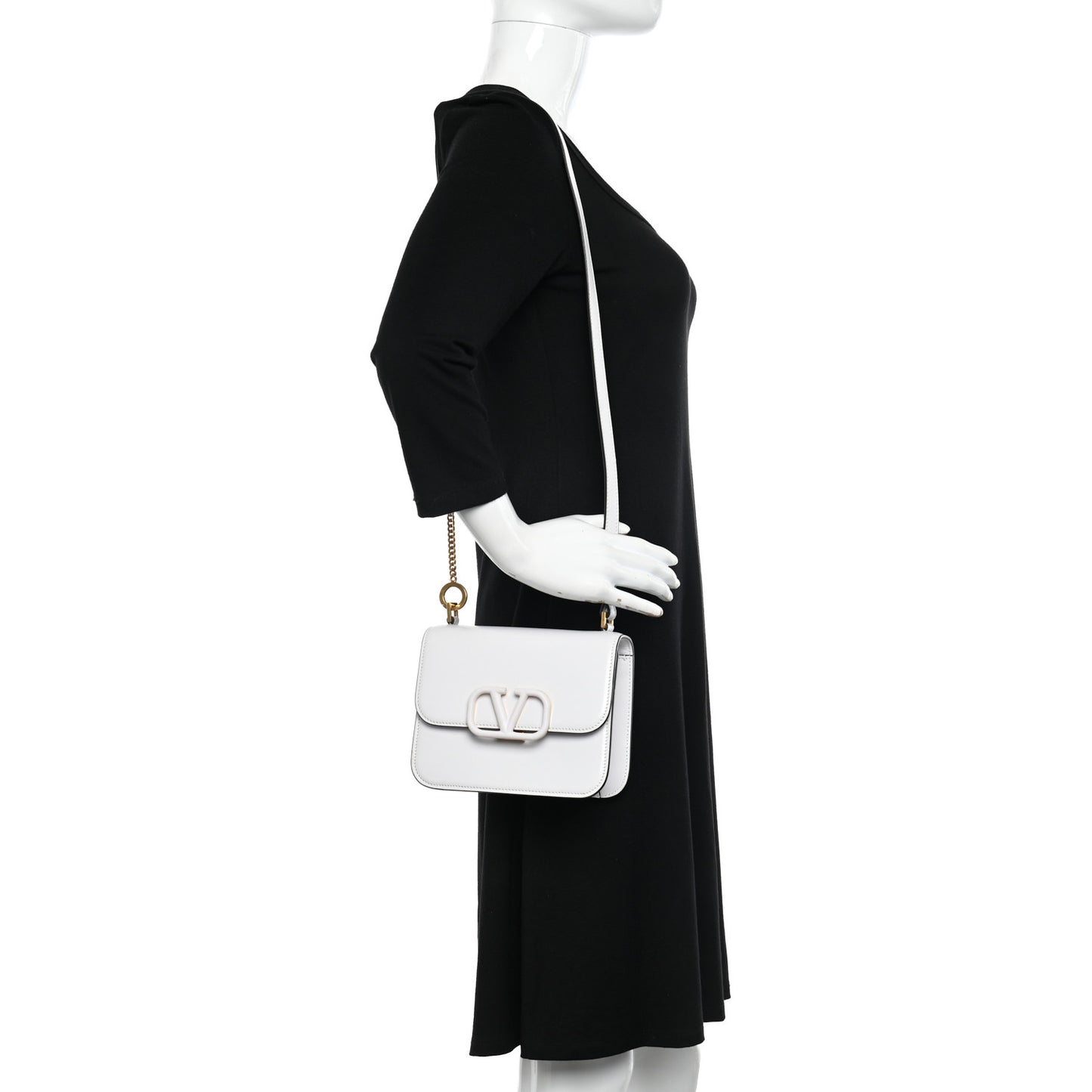 Smooth Calfskin Small VSling Shoulder Bag White