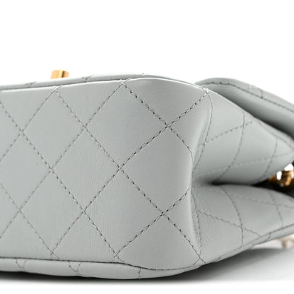 Chanel Lambskin Quilted Mini Sweet Camellia Flap Light Blue 10 of 12
