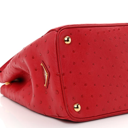 Prada Ostrich Large Galleria Double Zip Tote Fuoco 9 of 11
