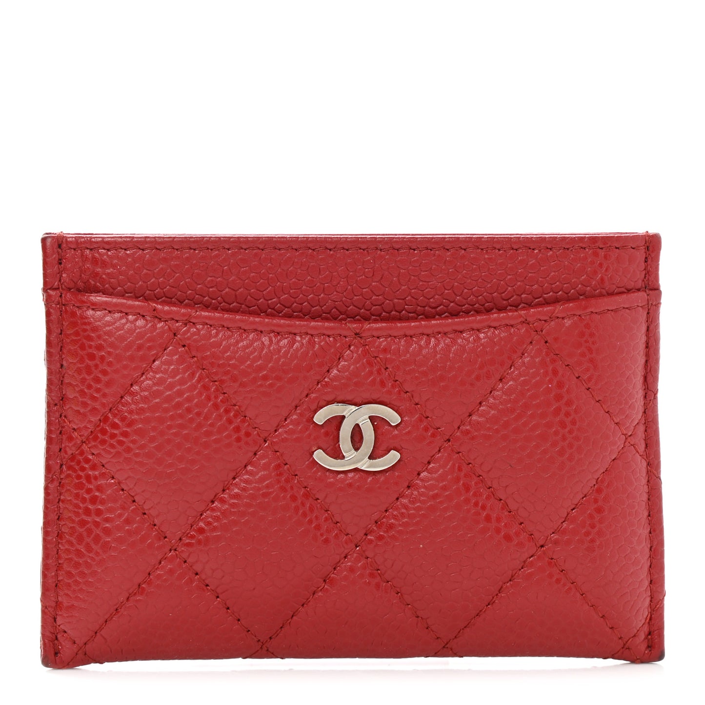 Caviar Quilted Card Holder Red