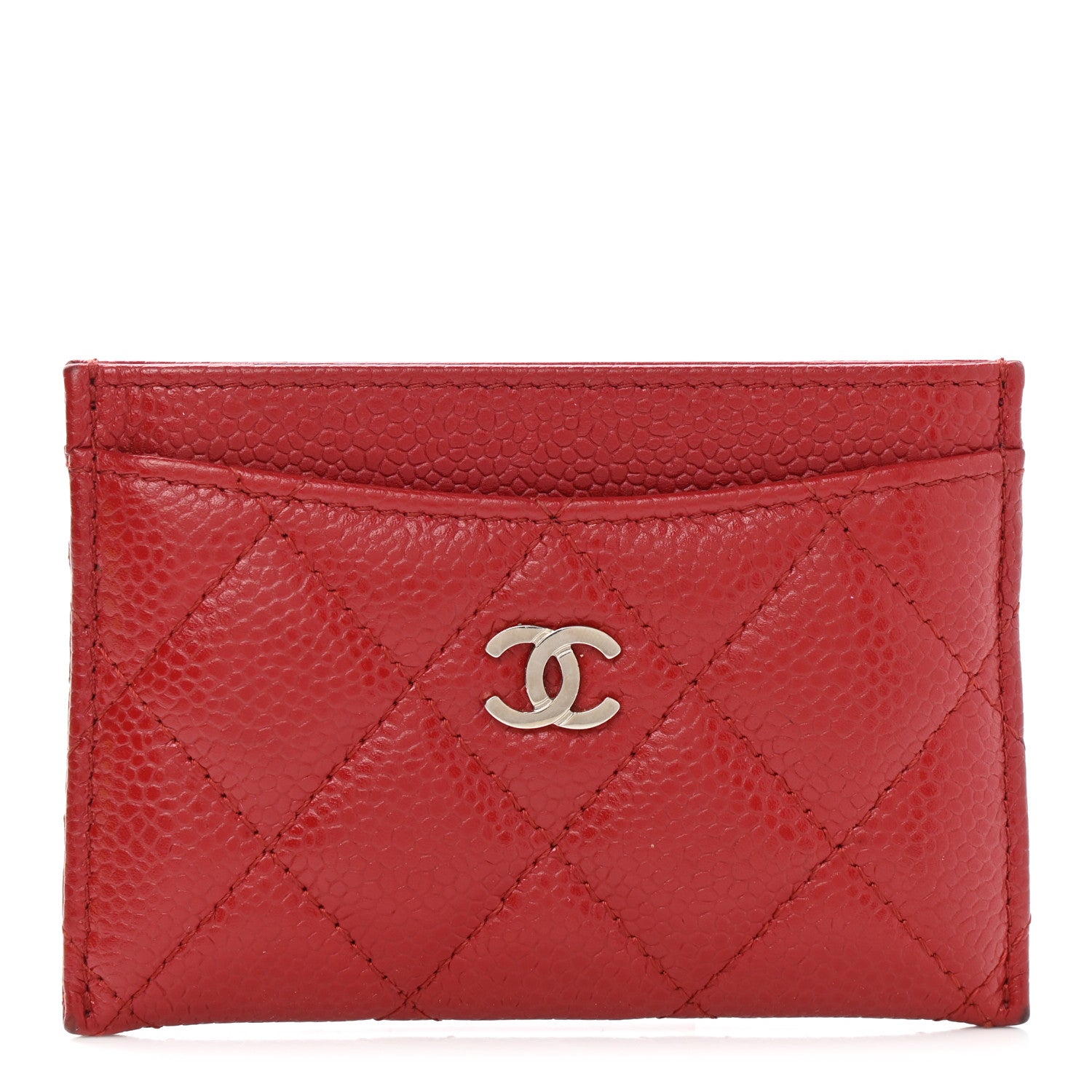 Chanel Caviar Quilted Card Holder Red 1 of 8