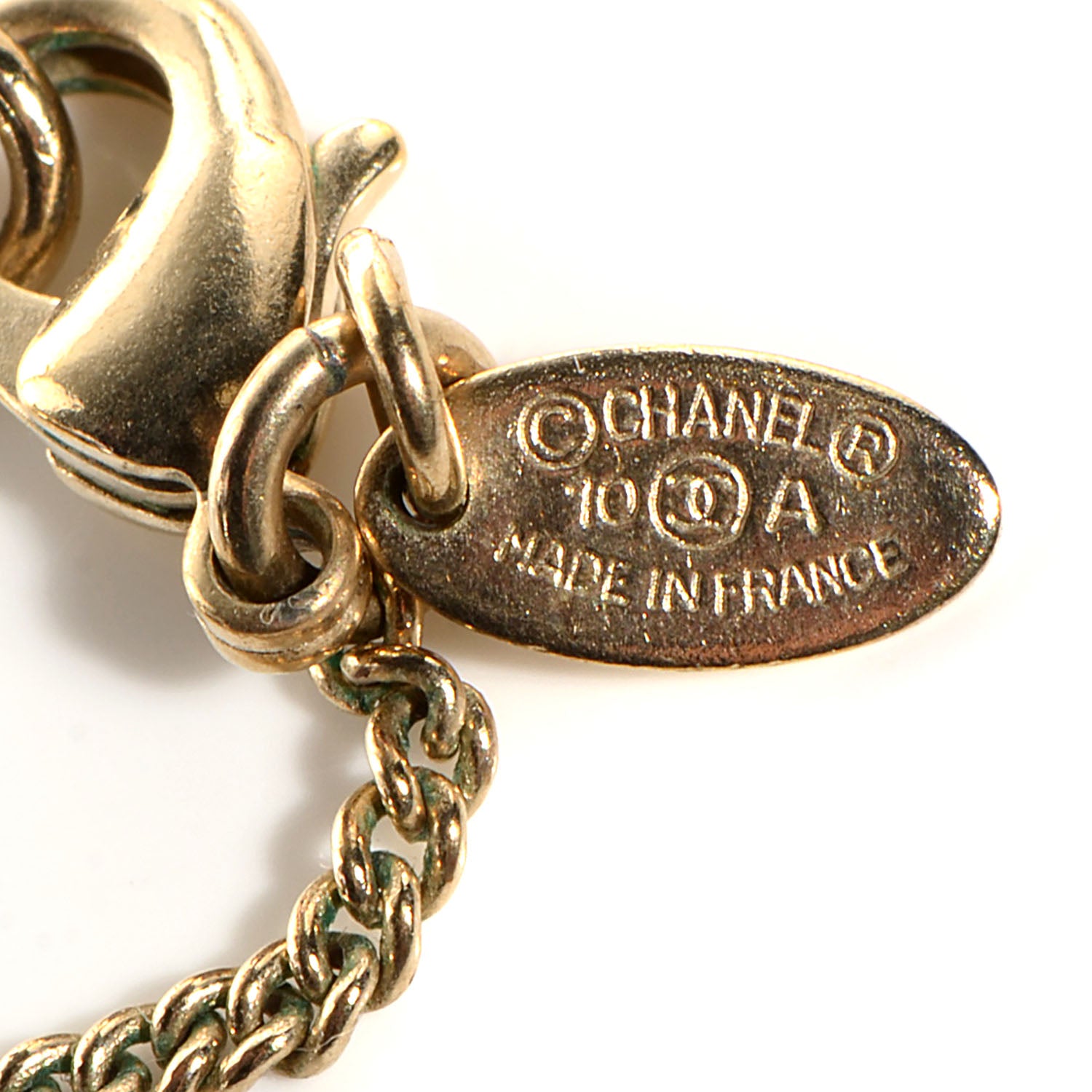 Chanel Crystal CC Pearl Drop Necklace Gold 4 of 5