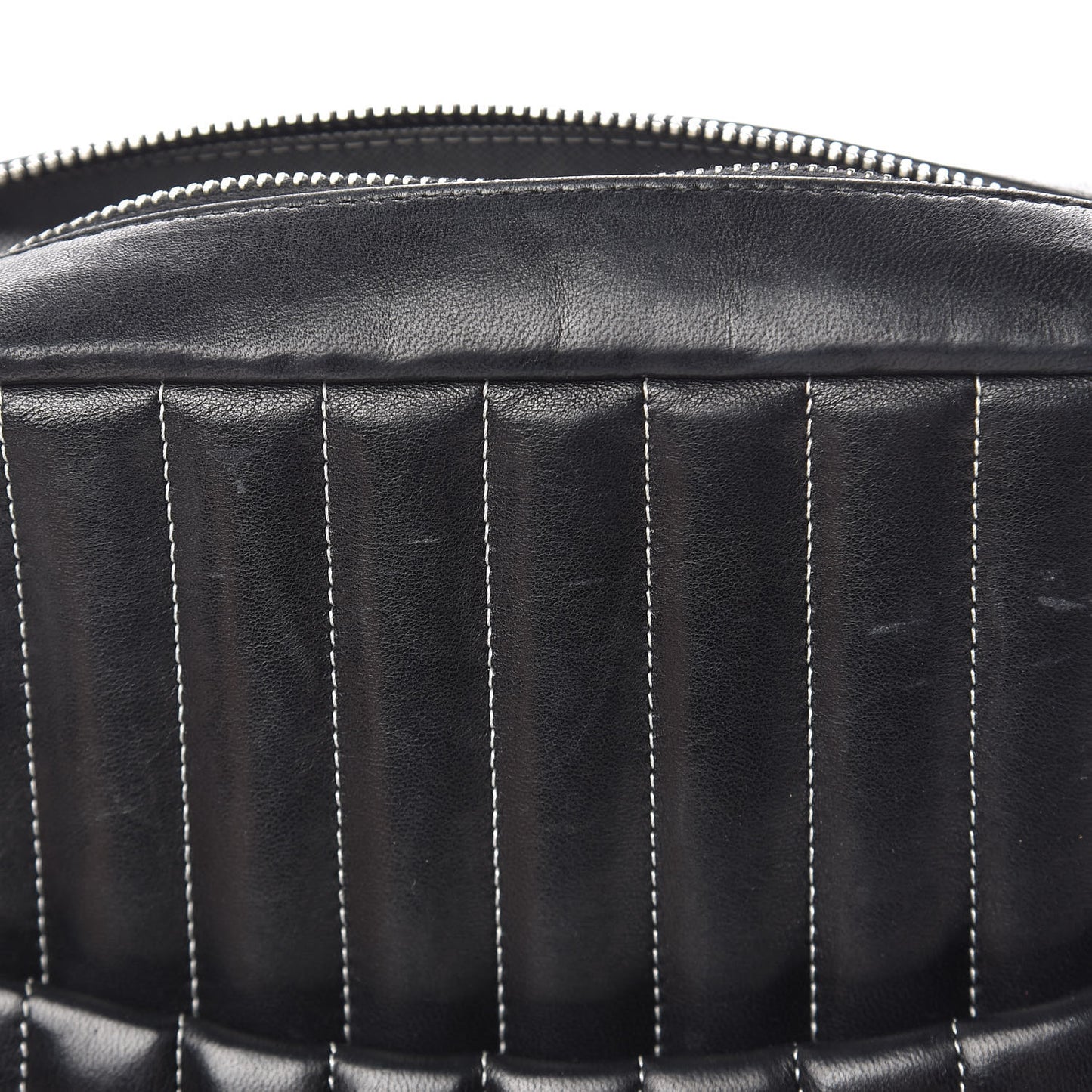 Lambskin Vertical Quilted Mademoiselle Camera Case Black