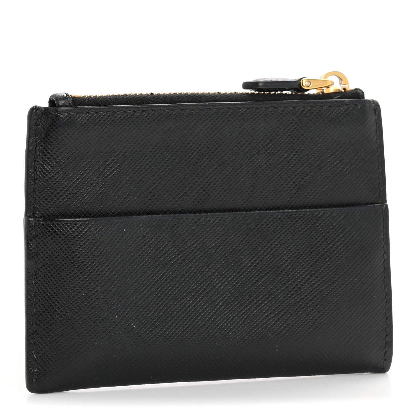 Saffiano Triangle Zip Card Holder Black