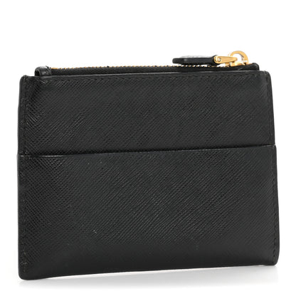 Prada Saffiano Triangle Zip Card Holder Black 3 of 10