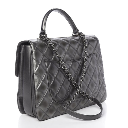 Chanel Metallic Calfskin Quilted Large Trendy CC Flap Dual Handle Bag Dark Silver 3 of 11