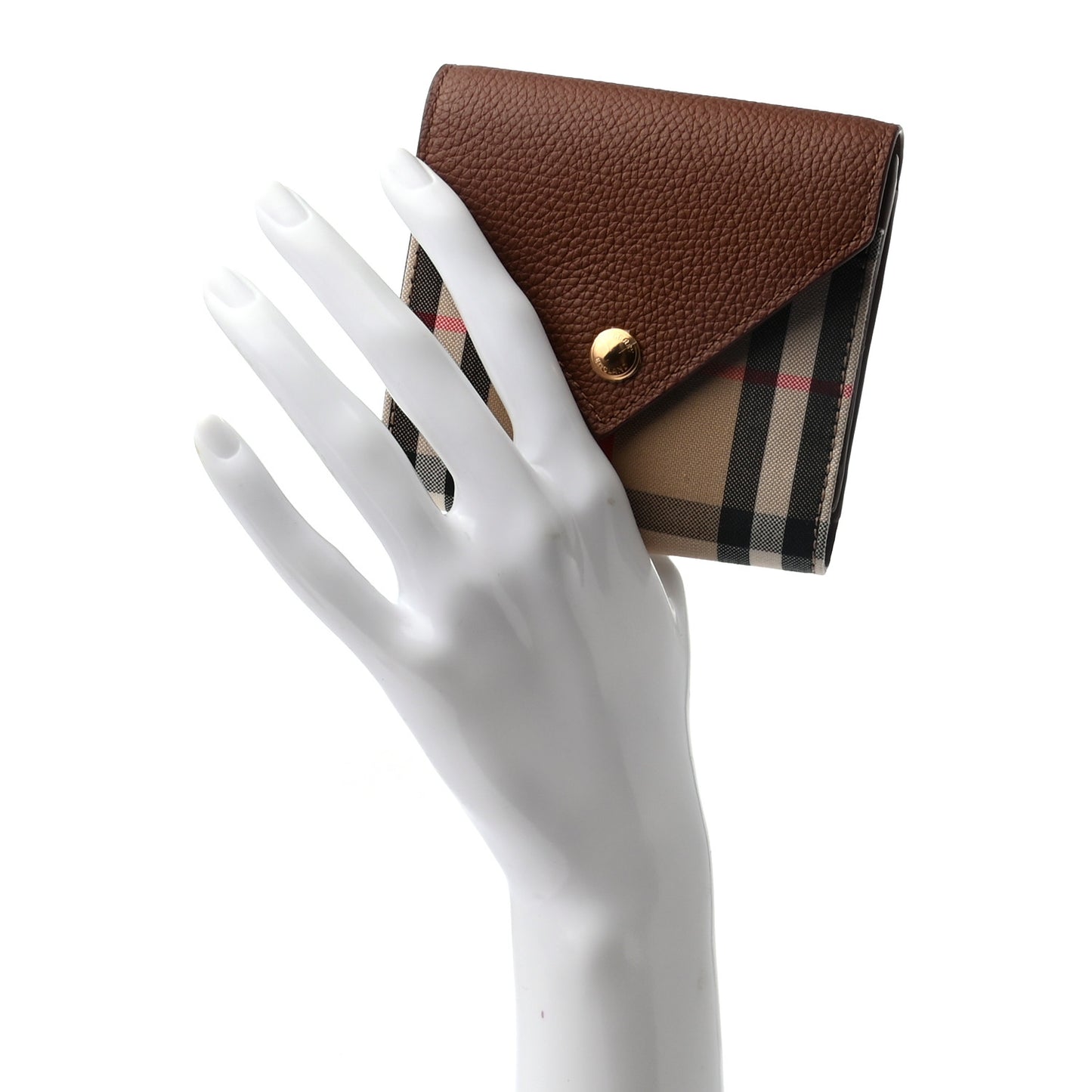 Grainy Calfskin Vintage Check Wallet Brown