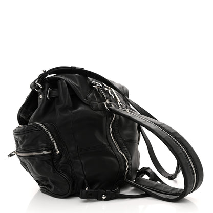 Alexander Wang Lambskin Marti Backpack Bag Washed Black Rhodium Hardware 3 of 9