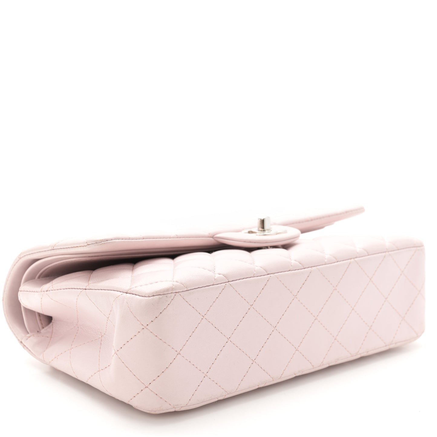Lambskin Quilted Medium Double Flap Light Pink
