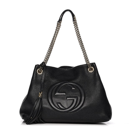 Gucci Pebbled Calfskin Medium Soho Chain Shoulder Bag Black 1 of 16