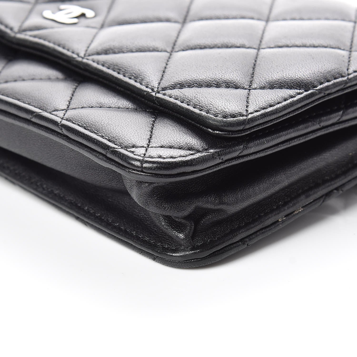 Chanel Lambskin Quilted Wallet On Chain WOC Black 10 of 18