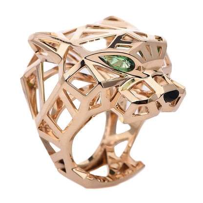 Cartier 18K Yellow Gold Tsavorite Onyx Panthere De Cartier Ring 57 8 3 of 8