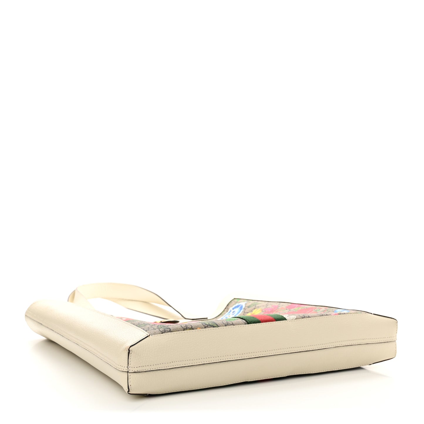 GG Supreme Monogram Flora Web Ophidia Vertical Shopping Tote White