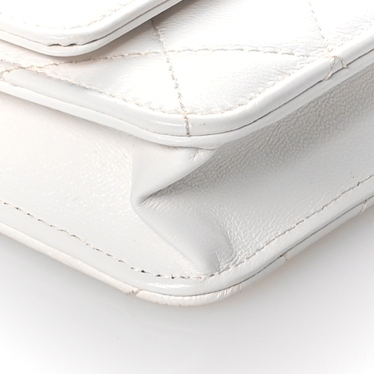 Chanel Goatskin Quilted Timeless CC Wallet On Chain WOC White 10 of 12