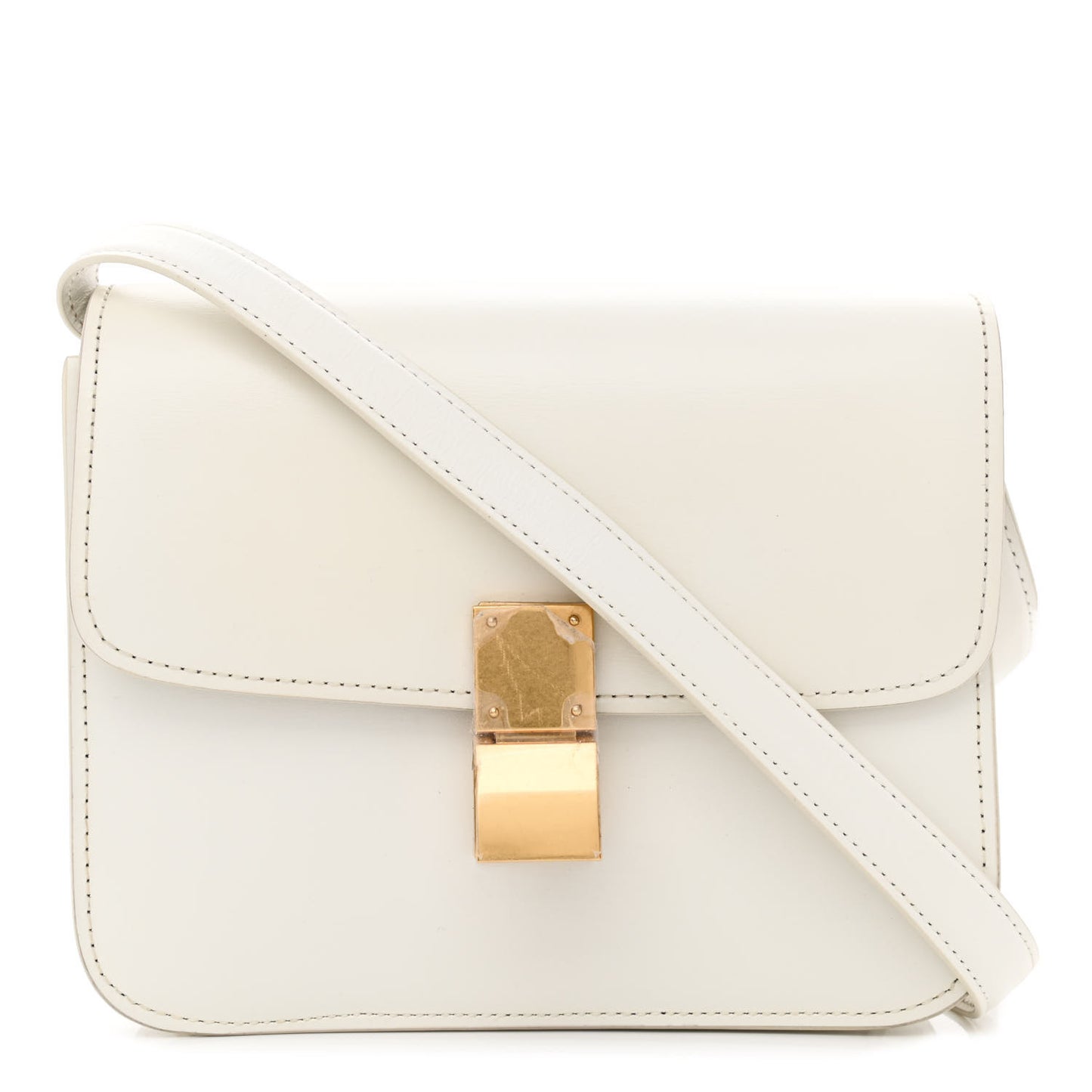 Box Calfskin Teen Classic Box Flap Bag White