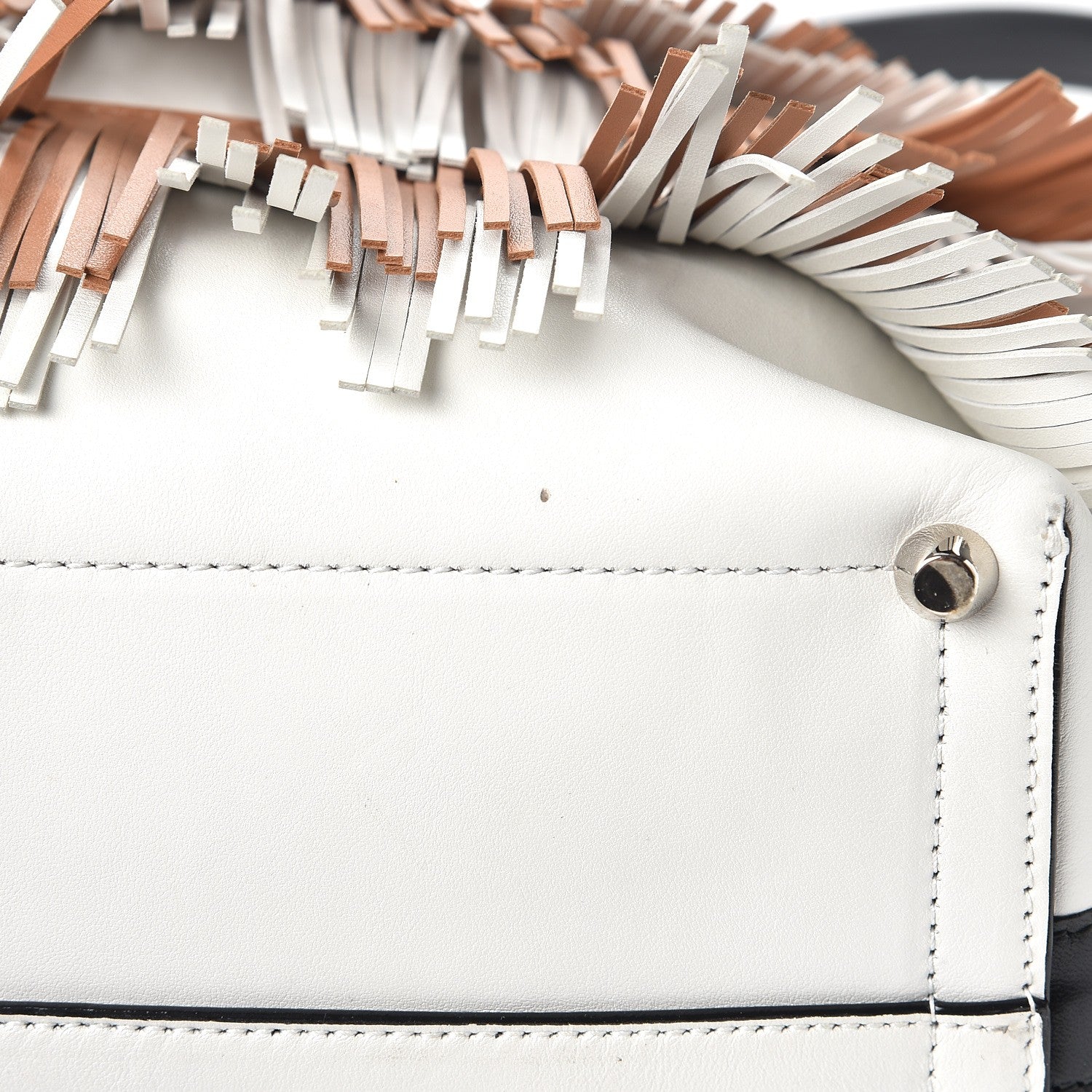 Proenza Schouler Calfskin Medium Fringe Bucket Bag Dune White 9 of 10