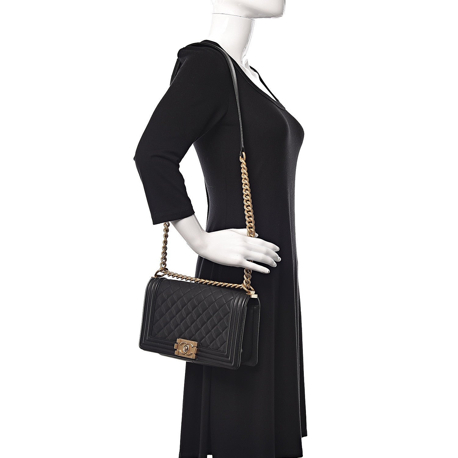 Chanel Caviar Quilted Medium Boy Flap Black 2 of 10