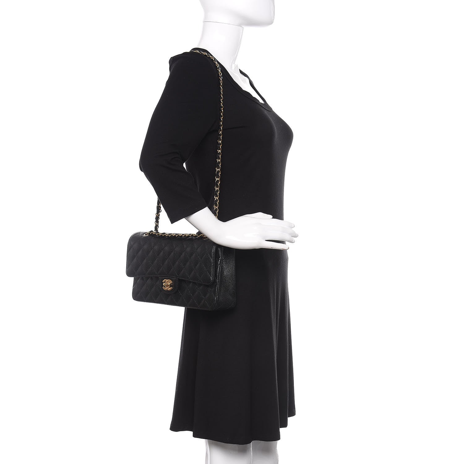 Chanel Caviar Quilted Medium Double Flap Black 2 of 10