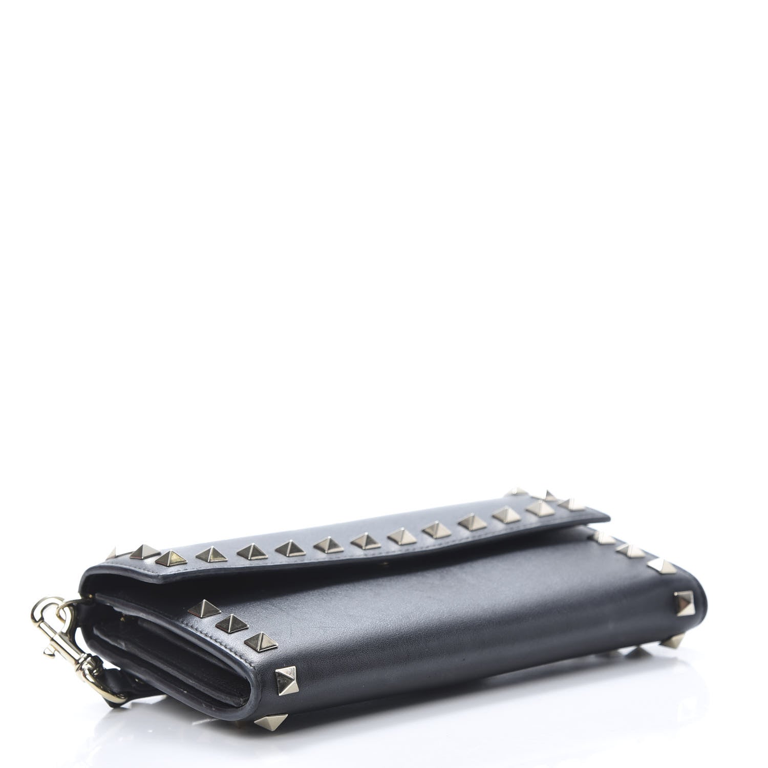 Valentino Garavani Calfskin Rockstud Wristlet Travel Wallet Black 4 of 13