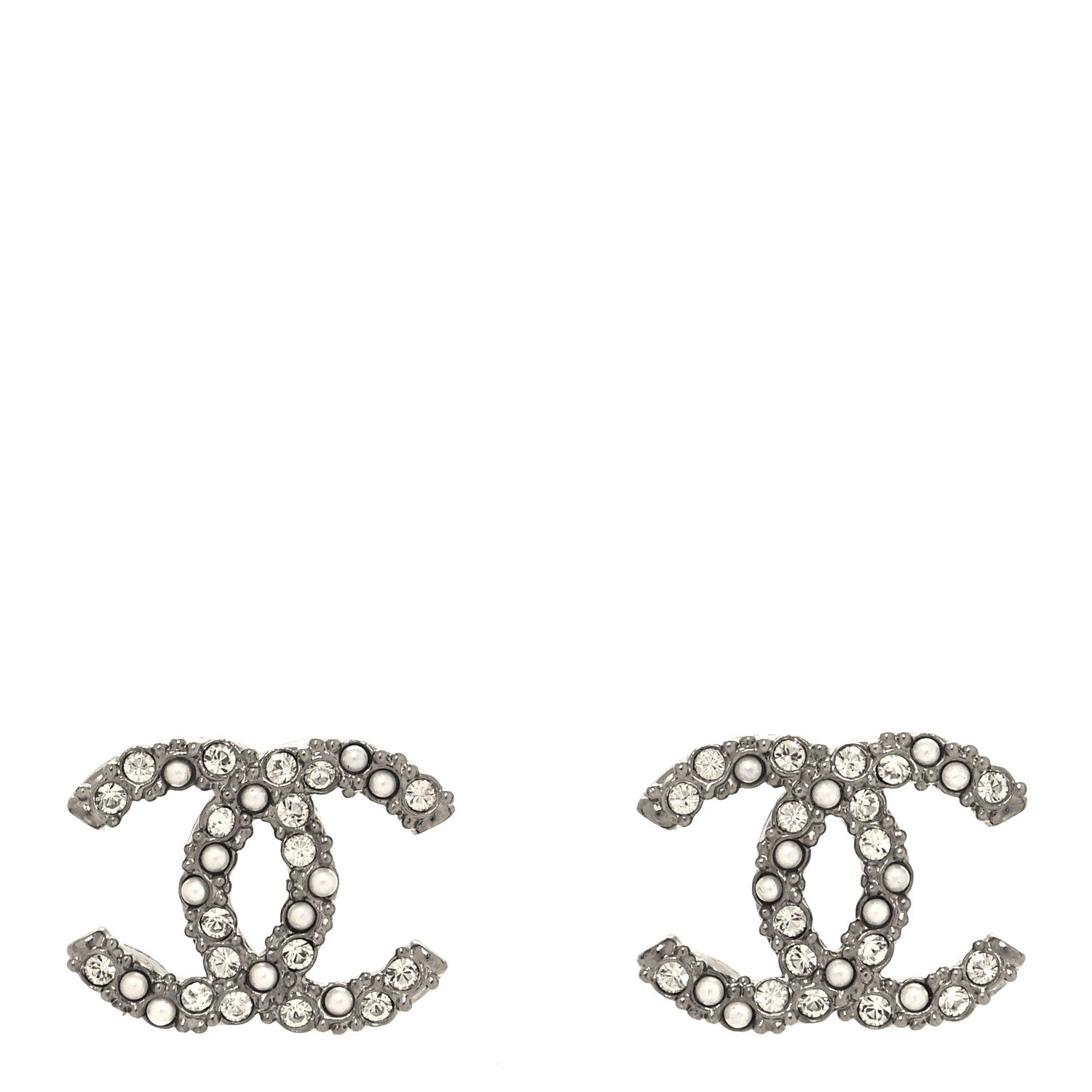 Chanel Ruthenium Crystal Pearl Caviar Earrings 1 of 5