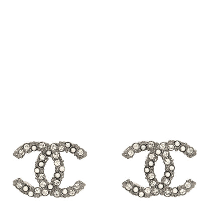 Chanel Ruthenium Crystal Pearl Caviar Earrings 1 of 5