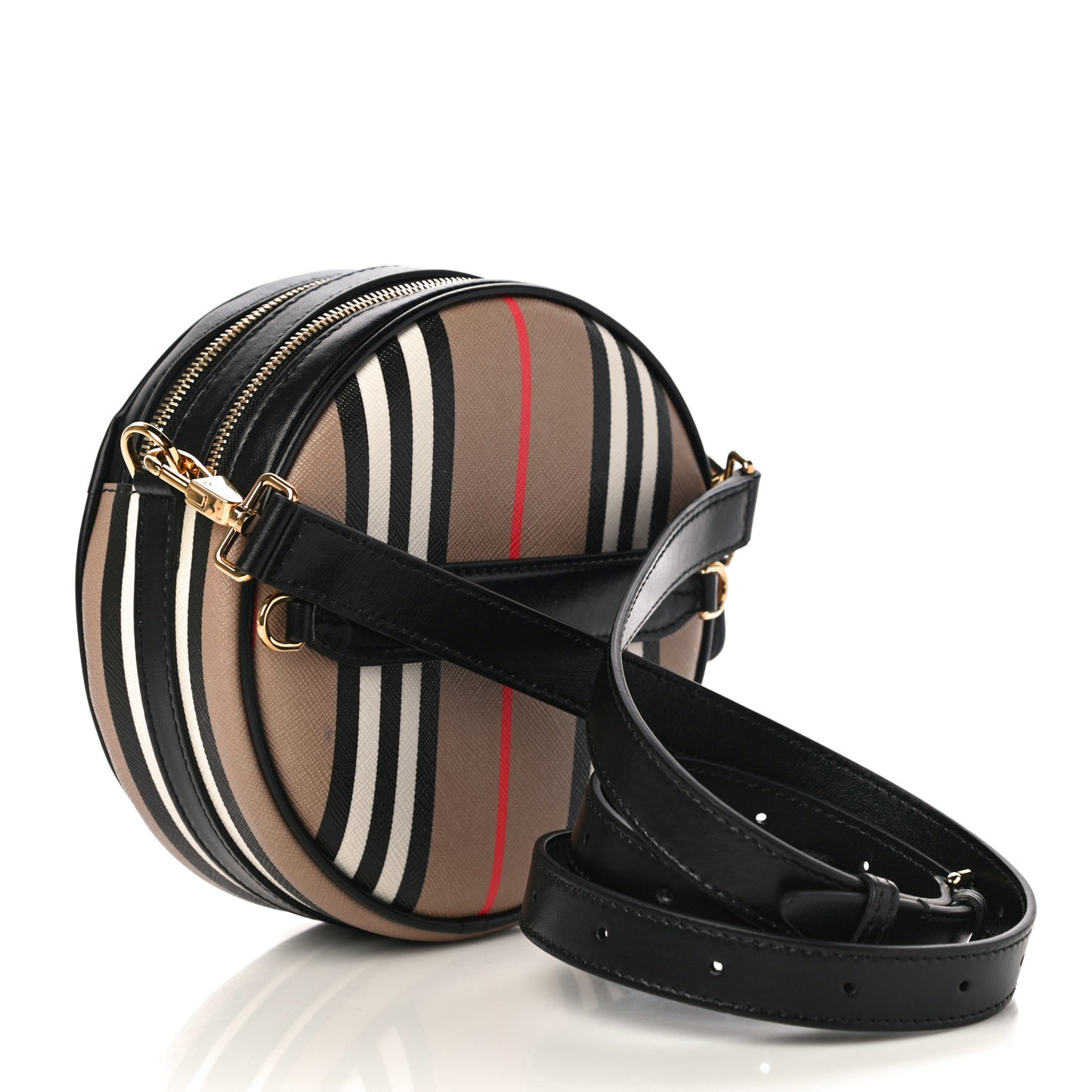 E-Canvas Calfskin Icon Stripe Louise Bag Archive Beige