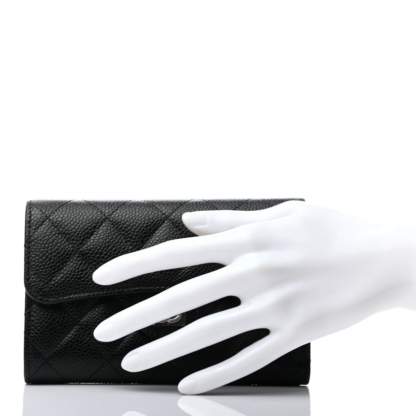 Caviar Quilted Medium Flap Wallet Black