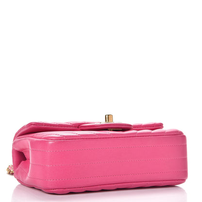 Chanel Lambskin Chevron Quilted Extra Mini Flap Dark Pink 12 of 15