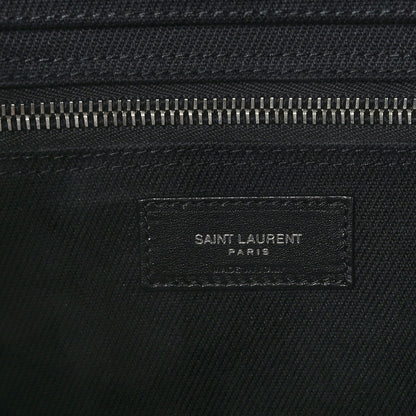Saint Laurent Linen Calfskin Rive Gauche Tote Black 6 of 8