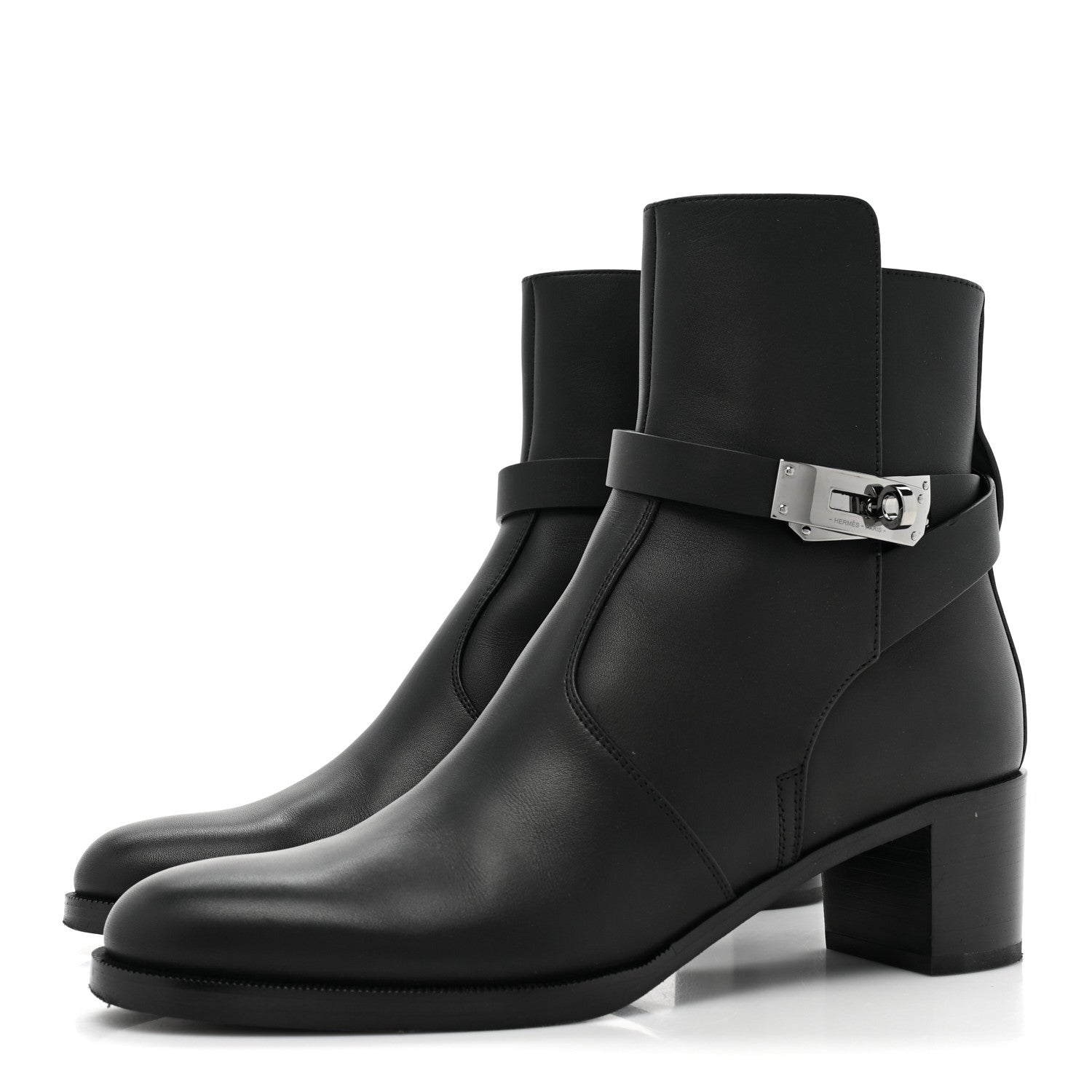 Hermes Calfskin Frenchie 50 Ankle Boots 37 Black 3 of 9