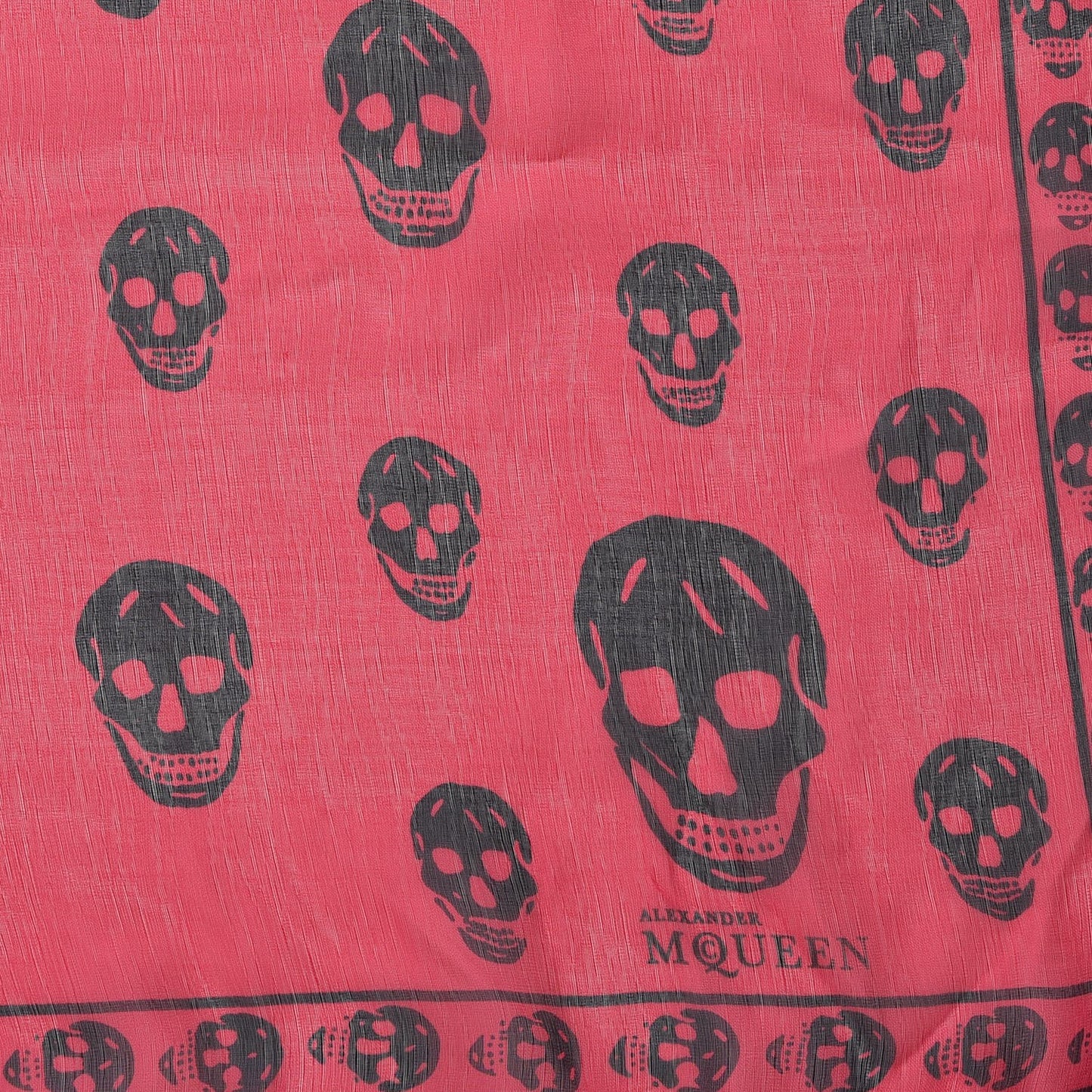 Silk Chiffon Skull Scarf Pink Black