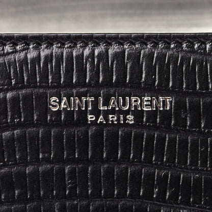 Saint Laurent Lizard Calfskin Embossed Classic Medium Monogram Universite Bag Black 4 of 4