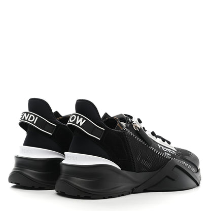 Fendi Nylon Lycra FF Womens Fendi Flow Low Top Sneakers 37 Black Silver Anthracite 4 of 9