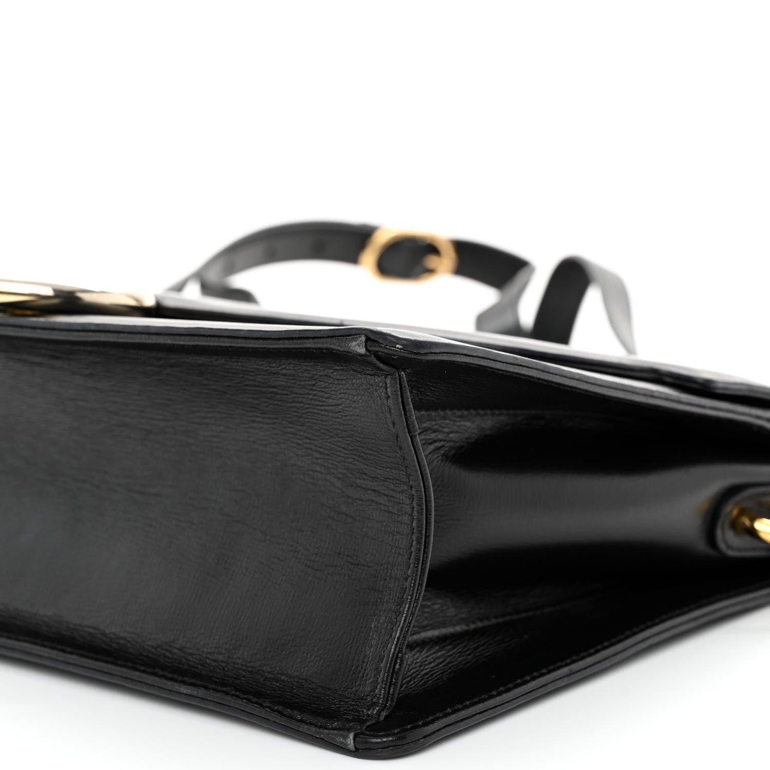 Gucci Textured Calfskin Medium Torchon GG Ring Shoulder Bag Black 10 of 11