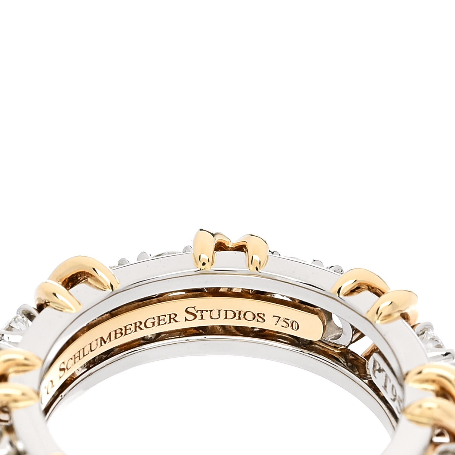 Tiffany Platinum 18K Yellow Gold Diamond Schlumberger Sixteen Stone Ring 52 6 5 of 6