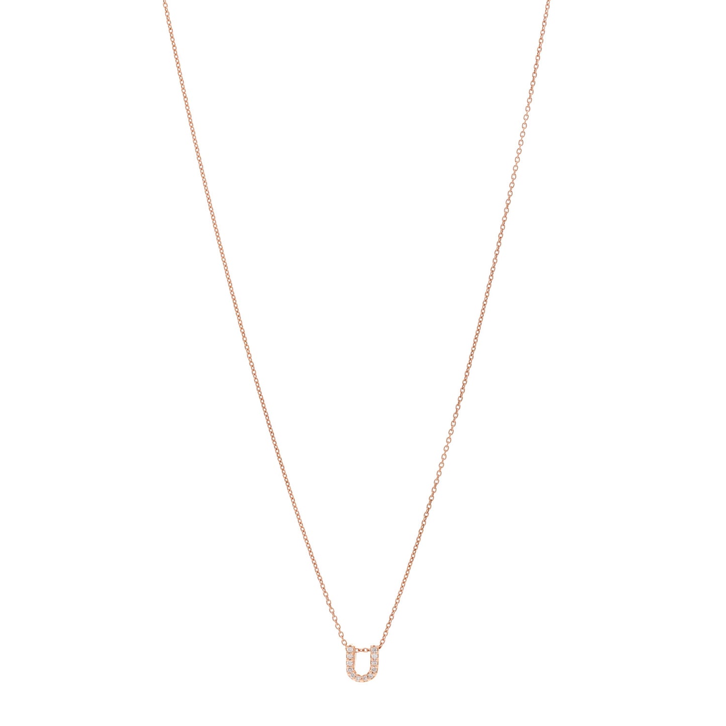 18K Rose Gold Diamond Love Letter U Pendant Necklace