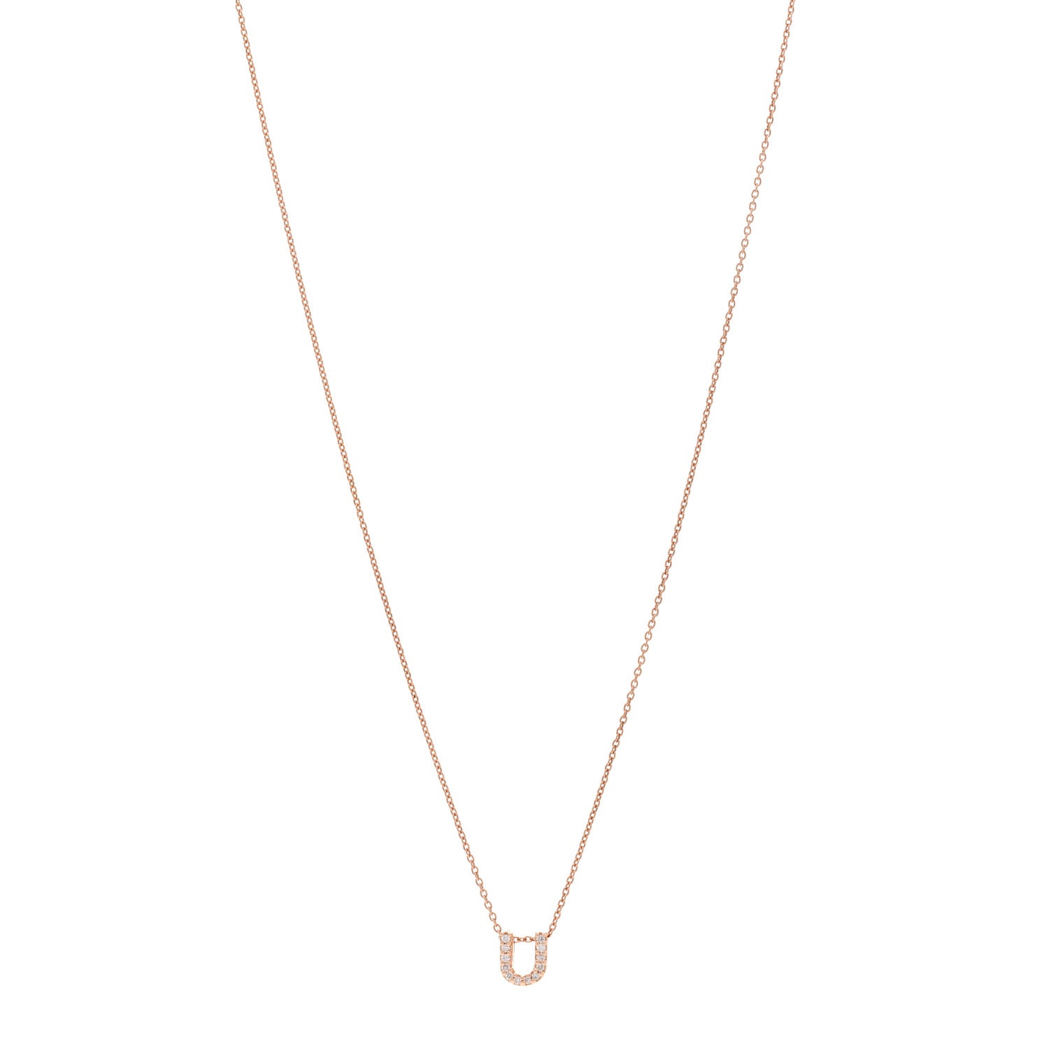 Roberto Coin 18K Rose Gold Diamond Love Letter U Pendant Necklace 1 of 4