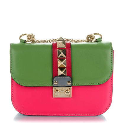 Valentino Garavani Vitello Small Glam Lock Rockstud Flap Green Deep Rose Grey Scarlet 1 of 7