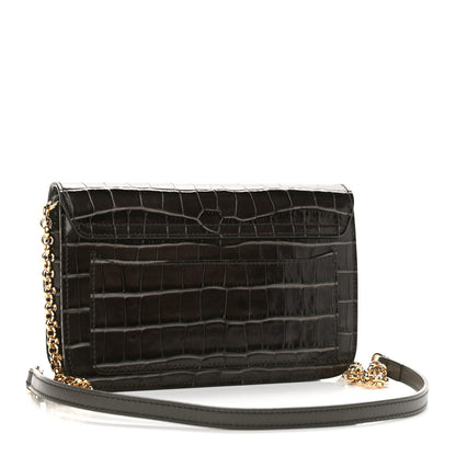 Chloe Calfskin Crocodile Embossed C Clutch With Chain Profound Brown 3 of 9